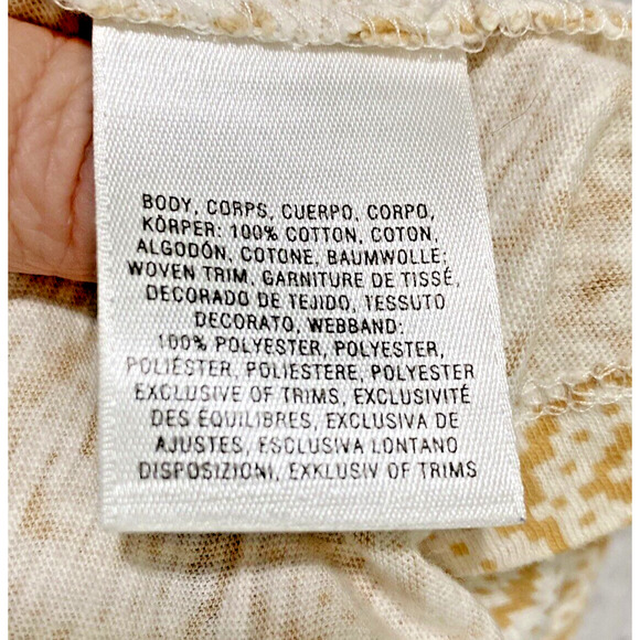 Anthropologie Akemi + Kin Top M Short Sleeve Beige Orange Embroidered Boho Chic - Picture 11 of 11